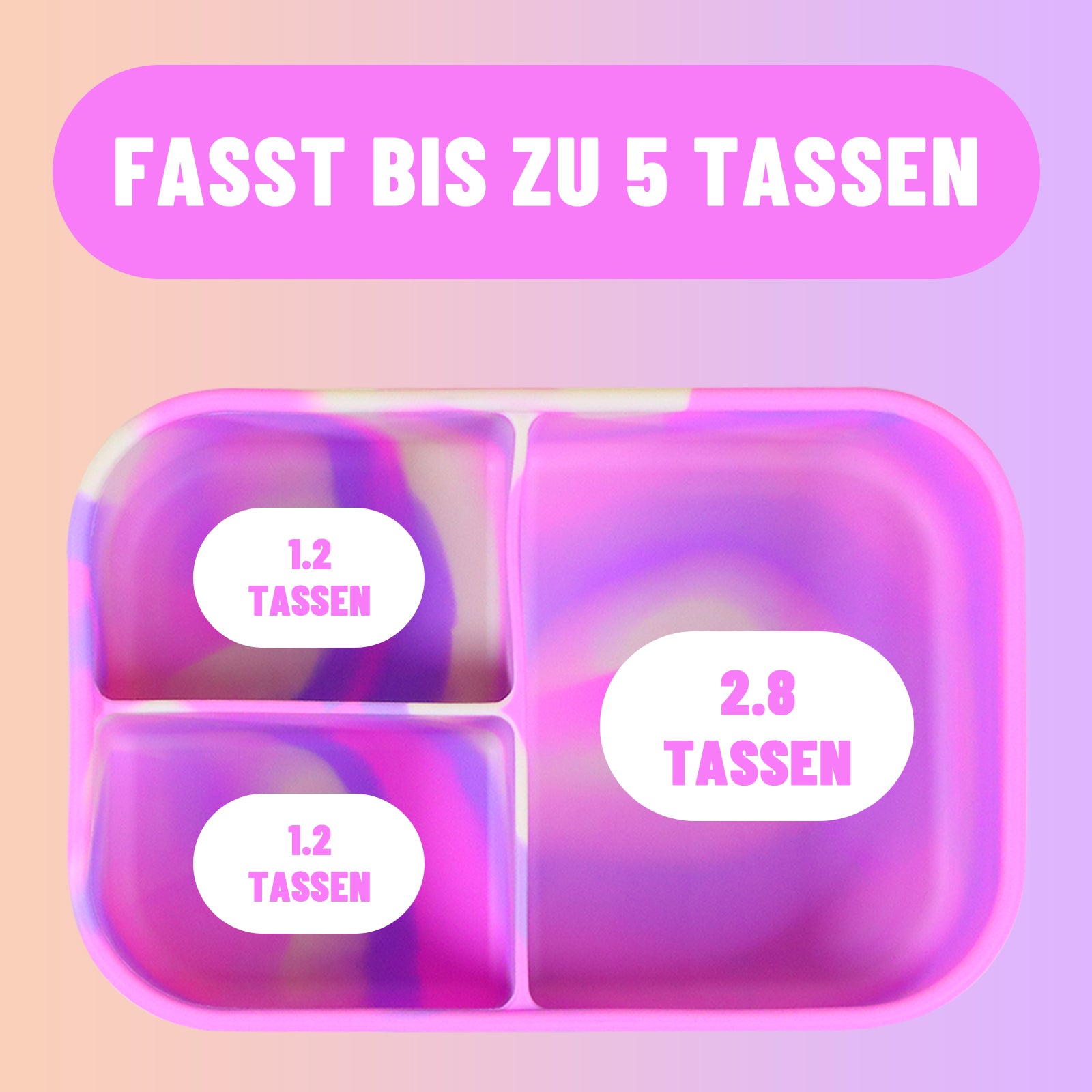 Siliconen lunchbox met 3 vakken - BPA-vrij