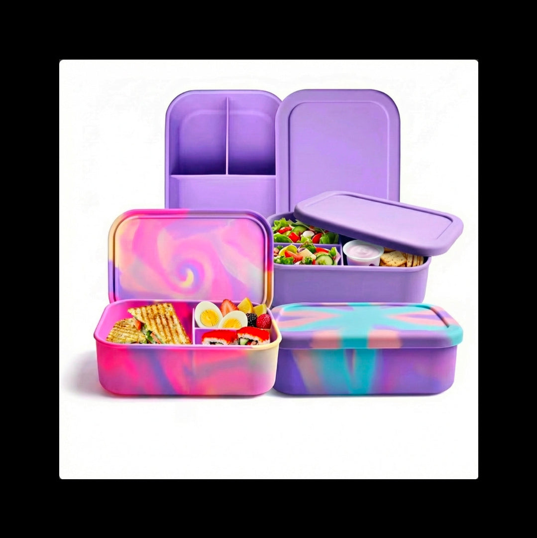 Siliconen lunchbox met 3 vakken - BPA-vrij